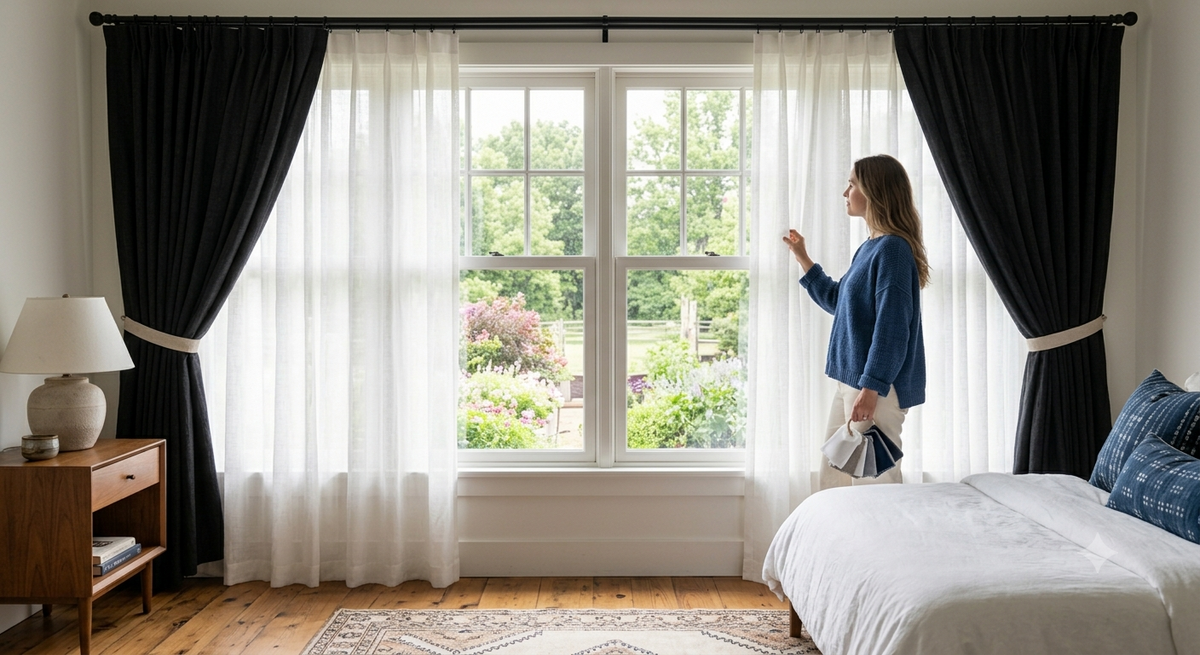 Layering Sheer and Blackout Curtains for Better Light Control