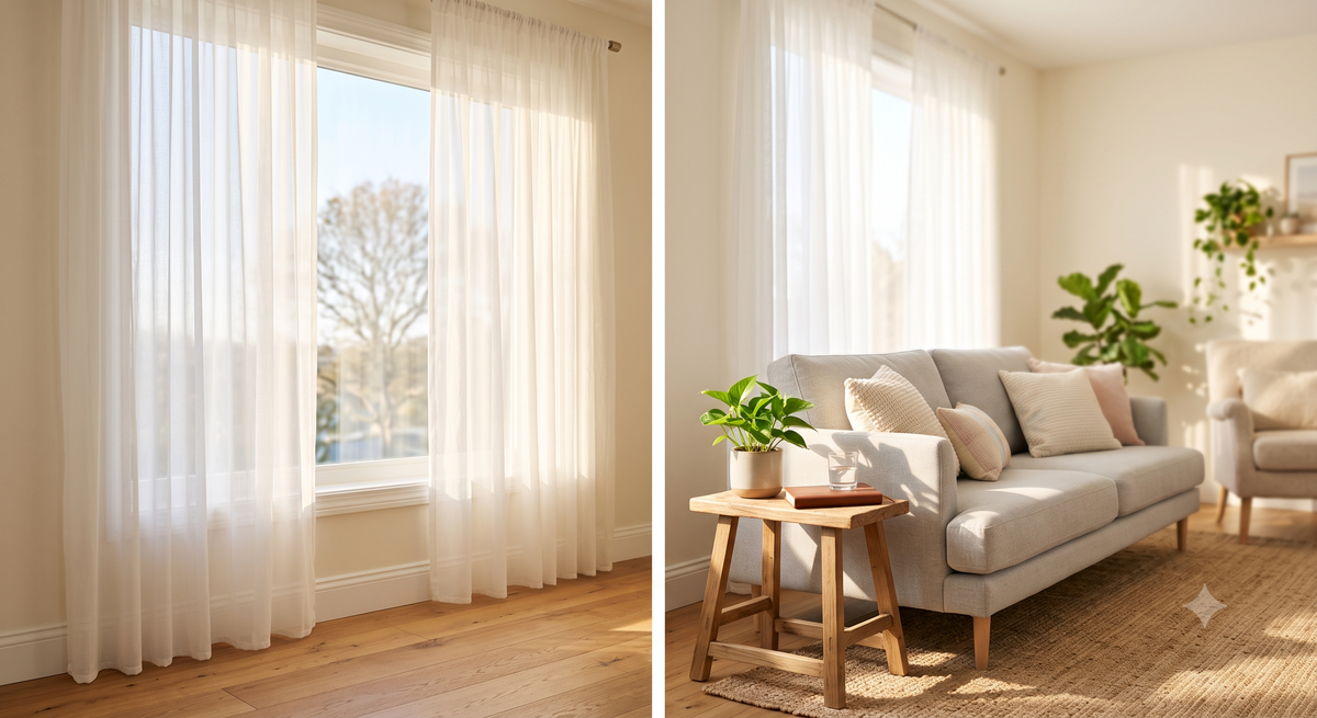 How to Make a Living Room Feel Brighter with Sheer Curtains