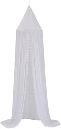 Bed Canopy, Hanging Round Dome Mosquito Net Curtains Tent Canopies Over Cute Princess Style Decoration Crib Ceiling Castle For Girls Baby Kids Boys Child Nursery Bedroom Reading (White)