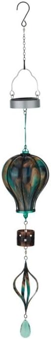 Regal Art & Gift Hot Air Balloon Solar Lantern – Hanging Solar-Powered LED Lights, Waterproof Portable Decorative Outdoor Lamp Made of Metal & Glass for Garden, Patios & Pathway – Green