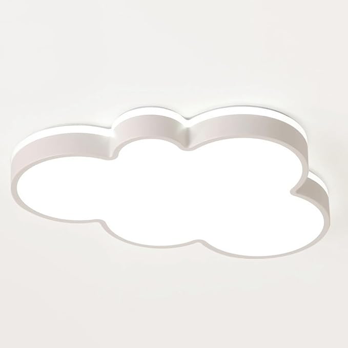 Cute Cloud LED Ceiling Light Fixture, Blue & White Flush Mount Lamp, Modern Eye-Caring Lighting for Kids’ Bedroom, Nursery, Baby Room, Playroom Decor(White,68cm)