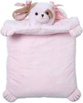 Bearington Baby Wiggles Tummy Time Mat, 30 x 23 Inch Pink Puppy Dog Plush Stuffed Animal Baby Mat Blanket - Puppy Blanket