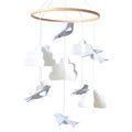 Baby Crib Mobile (Birds and Clouds) - Nursery Decor Ceiling Mobile for Boys & Girls - Crib Accessories - Grey & White