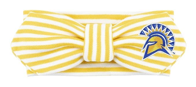 Creative Knitwear San Jose State Spartans Infant Girls Gold/White Striped Hair Knot Headband Embroidered Logo - Size Newborn - 4T
