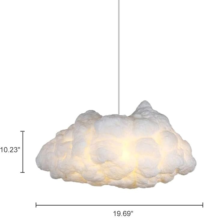 Cloud Chandelier, Modern White Cloud Pendant Light Fixture with 3 LED Bulbs for Bedroom, Nursery, Kids Room, Playroom, Living Room, Dining Room, Farmhouse, Contemporary Style(19.69")