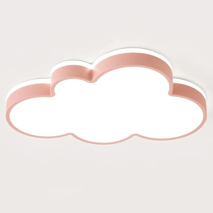 Cute Cloud LED Ceiling Light Fixture, Blue & White Flush Mount Lamp, Modern Eye-Caring Lighting for Kids’ Bedroom, Nursery, Baby Room, Playroom Decor(Red,58cm)