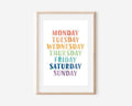 OZCONO Rainbow Days Week Poster, Colorful Learning Chart Kids, Preschool Wall Decor Art, Homeschool Education Guide (Unframed) (20x30)