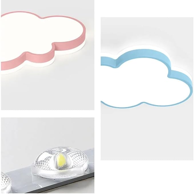 Dimmable LED Flush Mount Ceiling Light Fixture with Cloud Shape,22W 19Inch Close to Ceiling Lamp Modern Lights for Bedroom Kitchen, Blue Recessed Indoor Lighting 3000K-6000K Light Color Adjustable