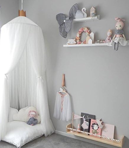 Bed Canopy for Girls - Soft, Washable and Easy to Install, Crib Canopy for Girls' Room with Star Decor, Princess Bed Canopy for Crib,Bed,Reading Nook, Snow White