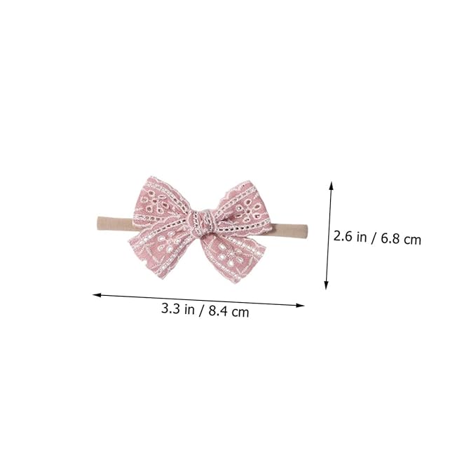 6 Pcs Headbands with Lace Bow Elastic Hairbands for Newborn Soft Nylon Hair Bows for Birthday Shower Photography Props