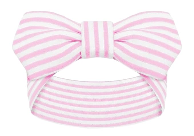 Creative Knitwear Michigan Wolverines Infant Girls Pink/White Striped Hair Knot Headband Embroidered Logo - Size Newborn - 4T