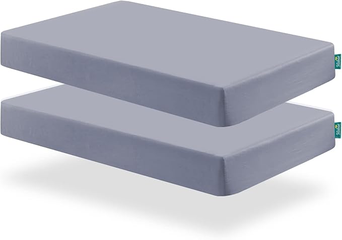 Crib Sheets and Waterproof Crib Mattress Protector 4 Pack Set,Waterproof Crib Sheets Mattress Pad Cover for Baby Boys and Girls, Grey