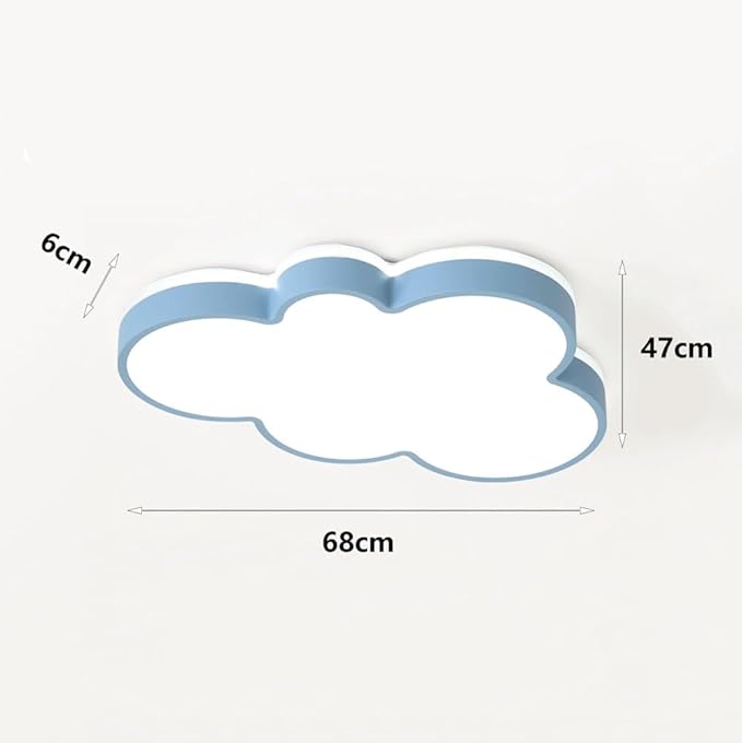 Cute Cloud LED Ceiling Light Fixture, Blue & White Flush Mount Lamp, Modern Eye-Caring Lighting for Kids’ Bedroom, Nursery, Baby Room, Playroom Decor(White,68cm)