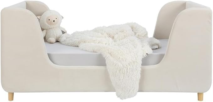 Pemberly Row Contemporary Low Profile Upholstered Toddler Bed