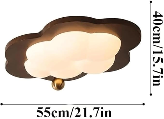 Modern Cloud Ceiling Light Flush Mount Wood Base Acrylic Shade LED Hardwired for Kids Room Bedroom Living Room Nursery Overhead Ambient Lighting