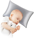 ROSEWARD Organic Silk Baby Pillowcase with Zipper, Small 10"x13" Pillow Cover for Boys & Girls, Ideal for Bed & Travel, Soft for Kids Hair & Skin, Hypoallergenic Pillowcases for Toddlers (Grey)