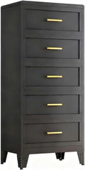 5 Drawers Dresser for Bedroom, 53.46" Tall Metal Dressers & Chest of Drawer Curved Corner Design, Storage Organizer Drawer Chest with Large Capacity for Living Room, Entryway, Hallway, Black