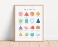 OZCONO 3D Shapes Learning Poster, Vibrant Geometry Chart Kids, Playroom Wall Decor Art, Homeschool Education Guide (Unframed) (9x11)