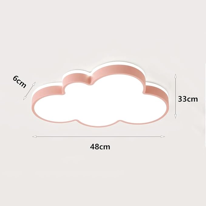 Cute Cloud LED Ceiling Light Fixture, Blue & White Flush Mount Lamp, Modern Eye-Caring Lighting for Kids’ Bedroom, Nursery, Baby Room, Playroom Decor(Red,48cm)
