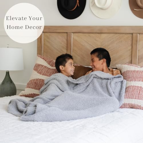 SARANONI Bamboni Luxury Throw Blanket | Oversized Super Soft Plush Home Decorative Comfy Blankets for Couch or Bed | Gray - X-Large 60” x 80”