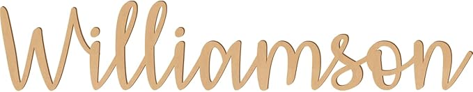 1.5 Inch Tall Custom Word Scroll Script Cursive Font Affection, Choose Wood Material for Names, Unfinished Initials Craft, Kid's Room Sign, Wall Plaque (1.5")