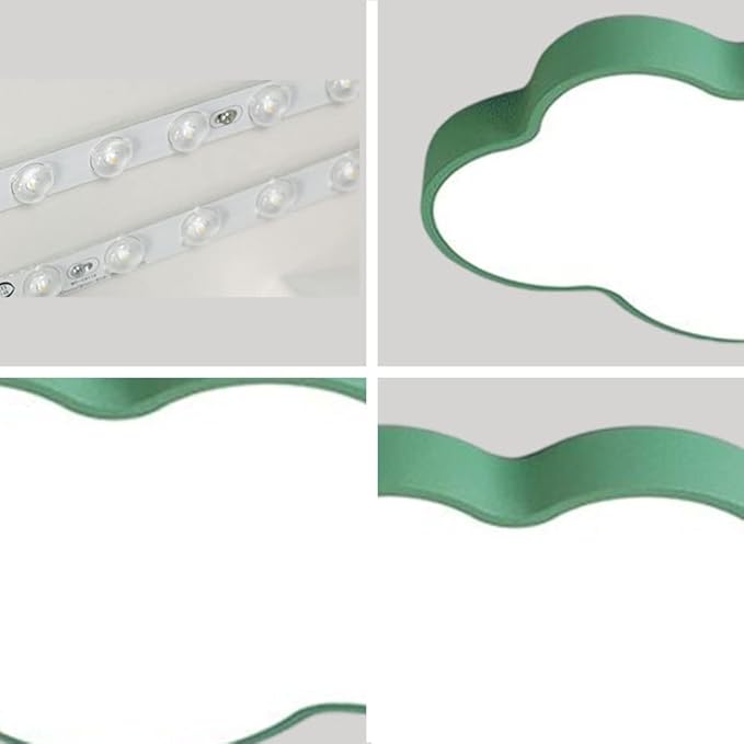 LED Ceiling Light Fixture, 19 Inch Modern Cloud Shape Recessed Ceiling Light, 3000K-6000K Dimmable, 29W Green Close to Ceiling Lighting for Living Room, Bedroom
