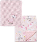 CREVENT 2Pcs 30''X40'' Cute Cozy Fluffy Warm Baby Blankets for Infants Toddlers' Bedding Crib Cot Stroller - Giraffe + Unicorn