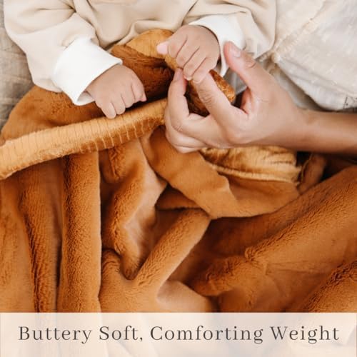SARANONI Luxury Security Blankets for Babies | Ultra-Soft Lush and Boutique Quality Baby Blanket | Camel, Mini - 15" x 20"