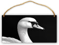 wooden Monochrome Swan Art sign wall bathroom decoration 12x6 Inch, Rustic Wood Wall Art for Bird Lovers, Farmhouse Wood Decor for Bedroom & Nursery, Elegant Home Decors