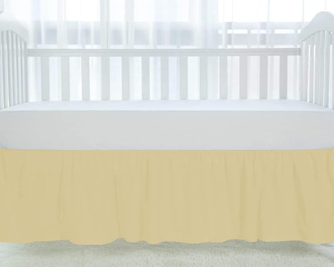 100% Egyptian Cotton, Nursery Crib Toddler (28" x 52" + 16") 800 Thread Count Crib Skirt Dust Ruffle, Bedding Skirts for Baby Boys or Girls, 16" Drop, Ivory Solid