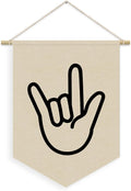 Kids Room Decor, Boy Nursery Linen Canvas Banner, I Love You Hand Sign Neutral Wall Hanging Pennant Flag Banner for Boys Kids Toddler Room Bedroom Playroom Decor, 15x11in