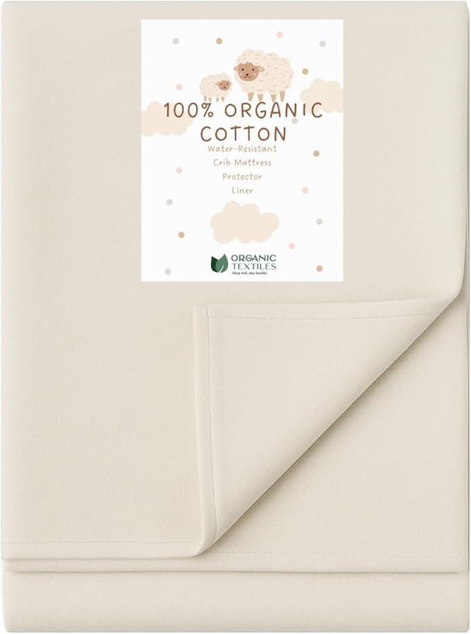 Organic Crib Mattress Protector - Flat Sheet Water Resistant Liner Pad, Breathable, Skin Friendly, Chemical-Free Pure Cotton [GOTS-Certified] for Mini Sleeper (31"x18") - Pack of 1