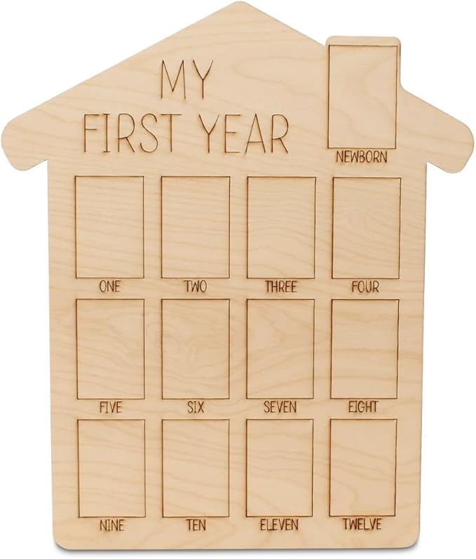 My First Year Photo Frame 14-inch, Pack of 3 Baby Picture Frame for Baby Keepsake, Nursery Decor, and Birthday Party, by Woodpeckers