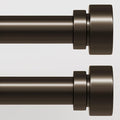 2 Pack Modern Brown Curtain Rods Set for Windows 72 to 144 Inches Adjustable Length Heavy Duty 1" Diameter Window Curtain Rod with Decorative Finials for Outdoor Bedroom Kitchen Living Room