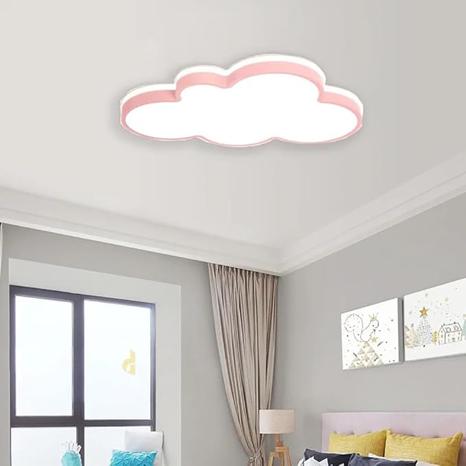 Cloud Shape LED Ceiling Light Fixture,Modern 23 Inch Recessed Ceiling Lights,Dimmable Light,Pink 34W Close to Ceiling Lighting Flush Mount Living Room Bedroom,3000K-6000K