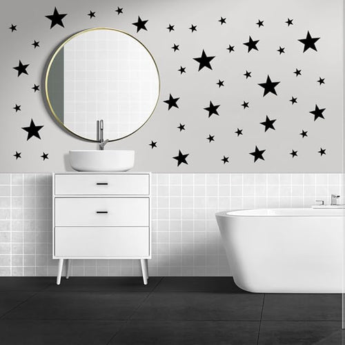 155 Pcs Black Star Wall Decals – Mix Sizes (1Inch-4Inch) Peel & Stick Vinyl Stickers for Kids Room, Nursery & Bedroom Décor