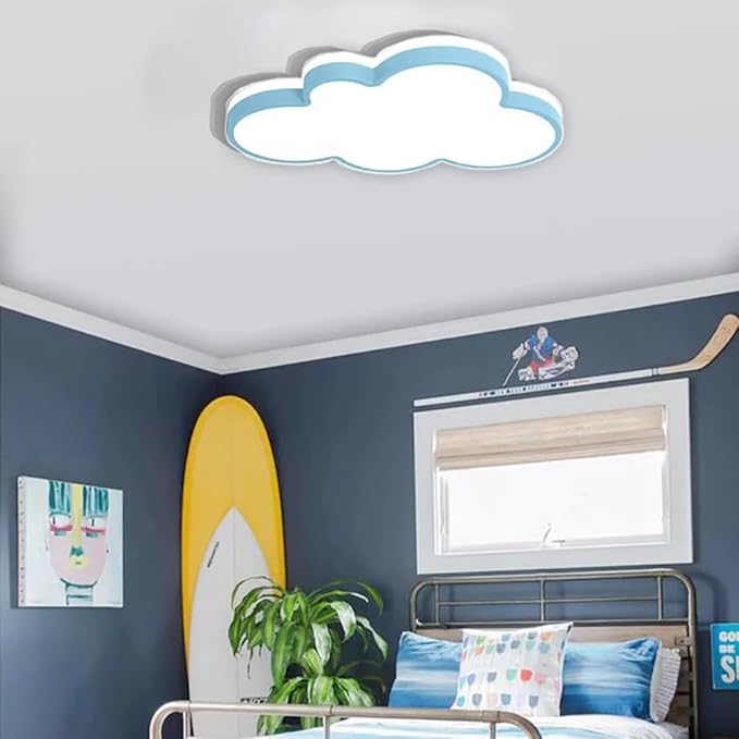 Cloud Shape LED Ceiling Light Fixture,Modern 23 Inch Recessed Ceiling Lights, Dimmable Light,Blue 34W Close to Ceiling Lighting Flush Mount Living Room Bedroom,3000K-6000K