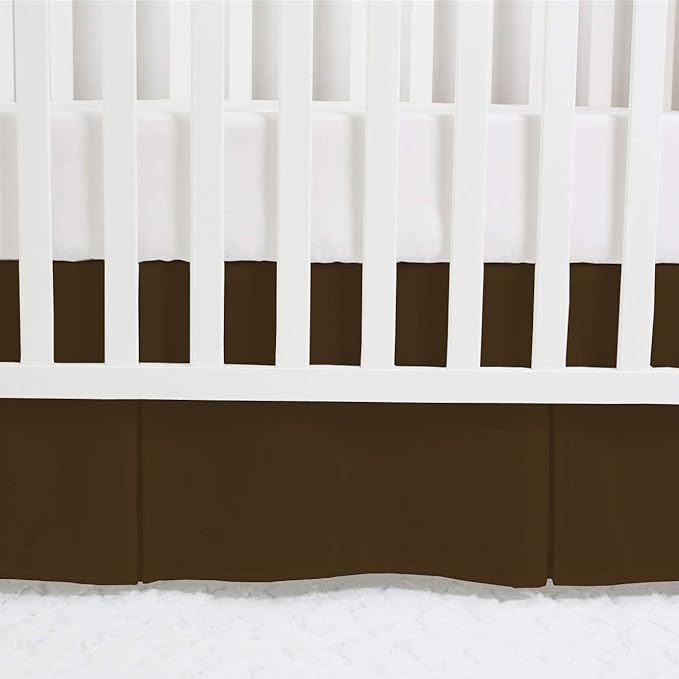 Box Pleated Mini Crib Bed Skirt Premium 100% Cotton 800 Thread Count Nursery Crib Toddler Bedding Crib Bedskirt for Baby Boys or Baby Girls, (24" x 38") + 10" Drop Lenght - Chocolate Solid