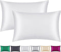 100% Mulberry Silk Pillowcase 2 Pack for Hair and Skin,with Hidden Zipper,Both Sides 22 Momme Natural Silk Pillow Cover,Soft Breathable & Smooth (White, King)