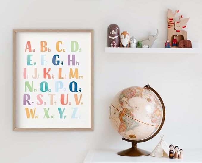 OZCONO Rainbow Alphabet Poster for Kids, Educational ABC Wall Chart for Classroom Decor, Montessori, Nursery Toddler Learning (Unframed) (9x11)