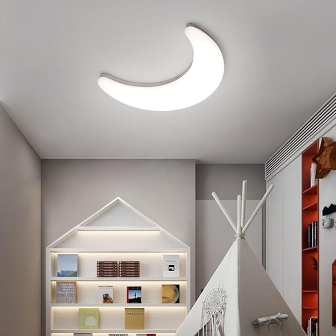 Dimmable LED Moon Wall Lamp, Modern White Crescent Sconce Light Fixture, Nordic Style Ambient Lighting for Bedroom Kids Room Living Room Nursery Wall Decor Night Light(38CM)