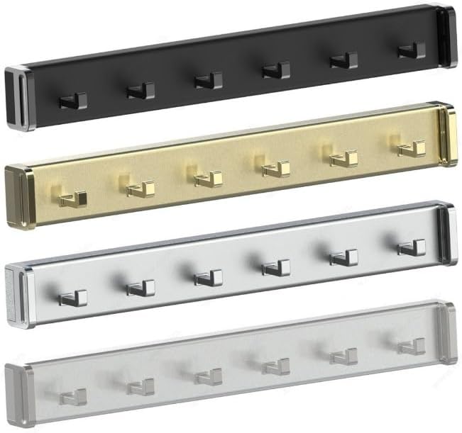 6-Hook Designer Wardrobe Reversible 13.75" Length Closet Belt Rack with 12" Retractable Pullout Extension and Installation Hardware (Matte Nickel)