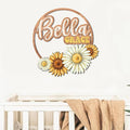 Custom wooden nursery name sign, Boho nursery wood 2 layer, Floral nursery name sign for girls, Daisy Sunflower Baby name signs for nursery, Wood name signs, Baby shower, Nursery decor flower gift/18