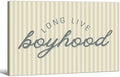 Long Live Boyhood Quote Wall Art Preppy Blue Stripe Poster 16x24 inch Framed Modern Fashion Minimalist Canvas Prints for Boy Nursery Bedroom Wall Decor