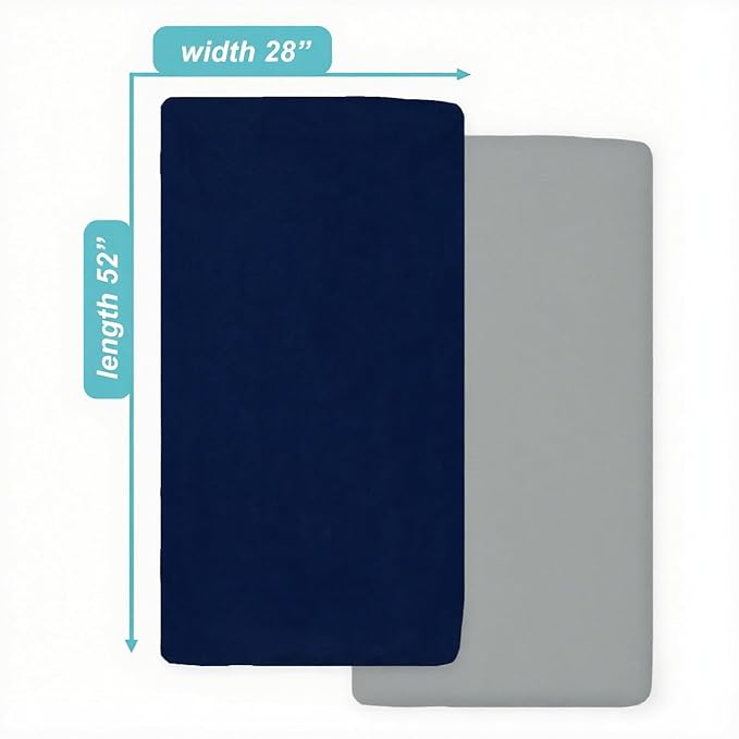 American Baby Company 2 Pack Fitted Crib Sheets 28" x 52", 100% Polyester Ultra Soft Microfiber, Gray/Navy, for Boys and Girls, Fits Crib and Toddler Bed Mattresses