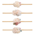cherrboll 4pcs Baby Girl Headbands Flowers, Super Soft & Stretchy Nylon Floral Hairbands for Newborn Toddler