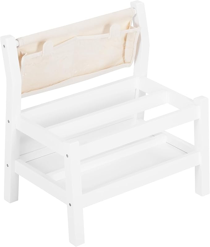 Spirich Montessori Kids Bookshelf, Floor Book Shelf for Kids Rooms, Toddler Book Caddy with Clear Pouch,Baby Book Display, Children Bookcase for Classroom Nursery, White