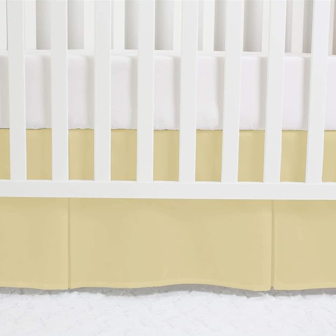 Box Pleated Crib Bed Skirt Premium 100% Cotton 800 Thread Count Nursery Crib Toddler Bedding Crib Bedskirt for Baby Boys or Baby Girls, (28" x 52") + 16" Drop Lenght - Ivory Solid
