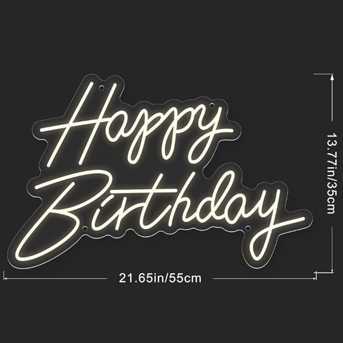 Happy Birthday Neon Sign for Wall Decor Neon Sign for Backdrop Light Up Happy Birthday LED Neon Signs for All Birthday Party Teen Bedroom Reunion Decoration Gifts USB 21.7x13.8 Inch (warm white)
