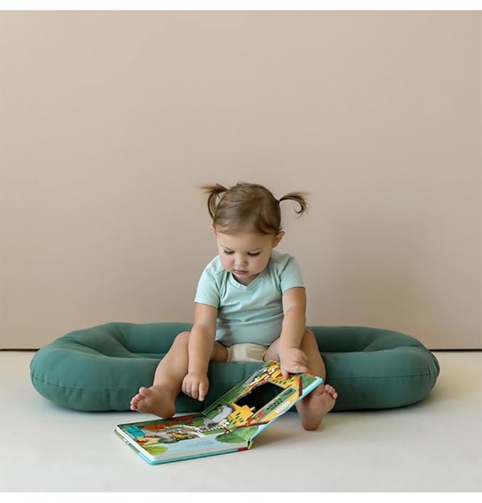 Multifunctional Newborn Baby Lounger, Organic Cotton Infant Nest 0–18M – Portable Breathable 3D Fiber Filling, Machine-Washable (Green)